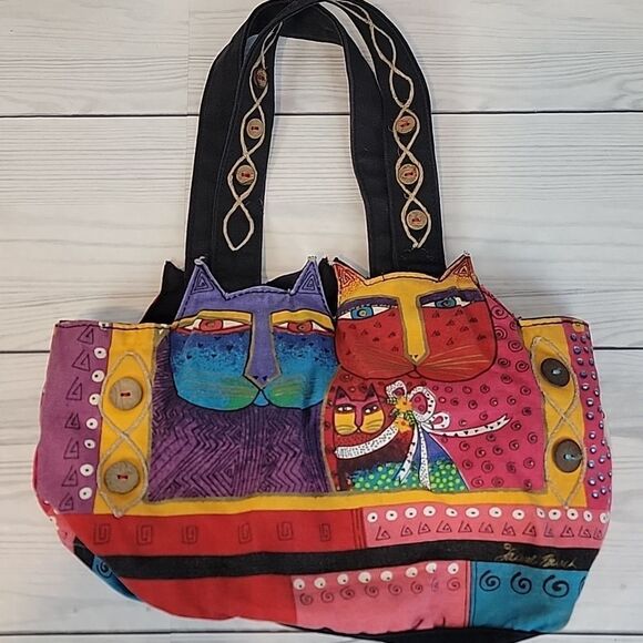 Laurel Burch Feline Friends Colorful Medium Tote bag - Picture 12 of 14
